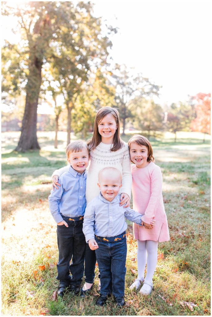 Wake Forest Photography four kids sunny morning