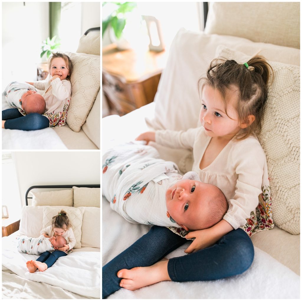 big sister and baby brother newborn photography