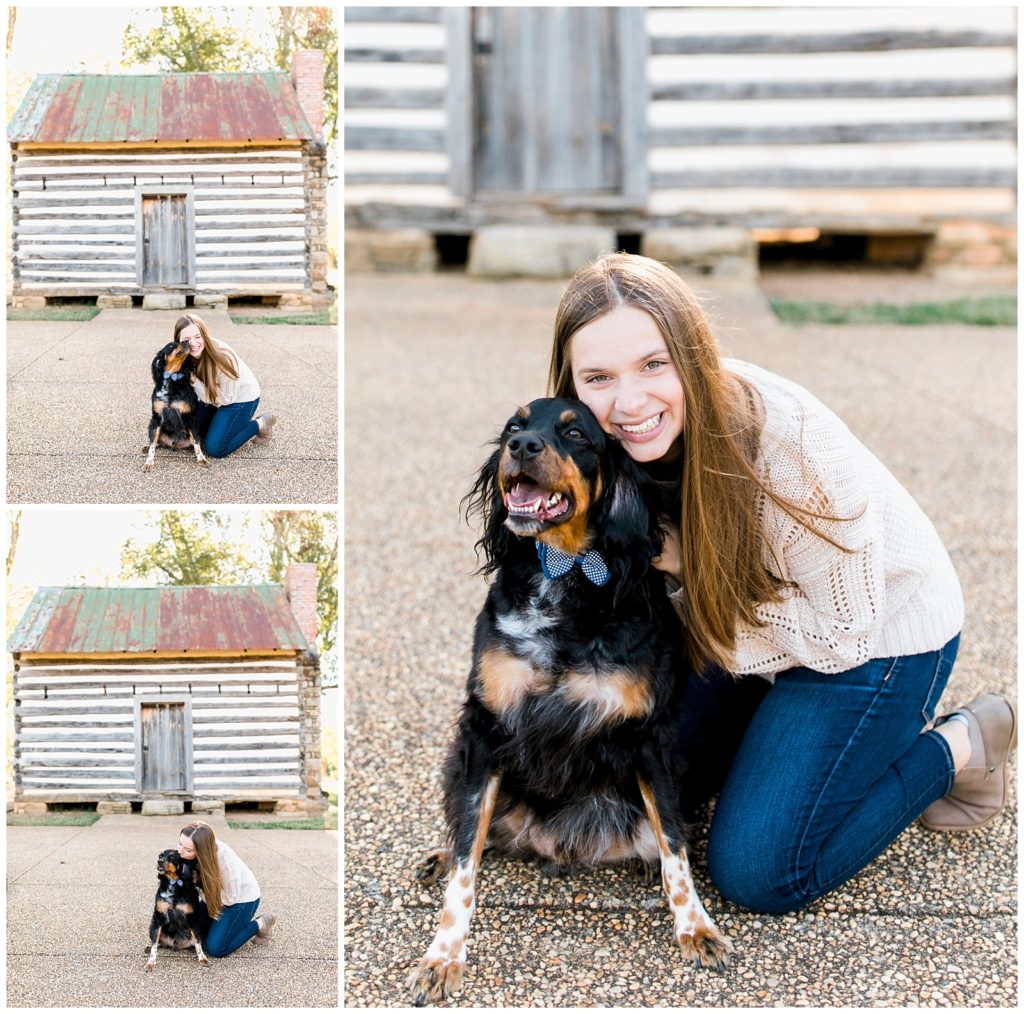 girl posing with her dog senior photos