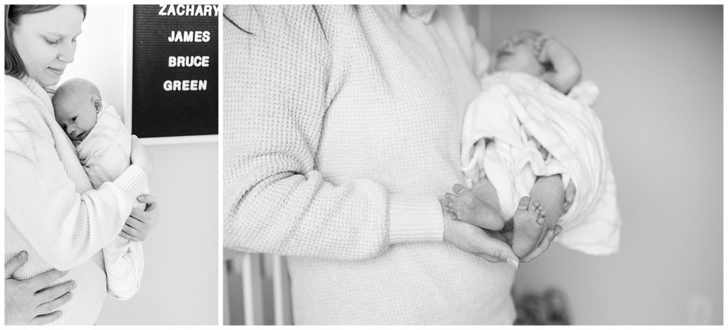 black and white newborn details photo session