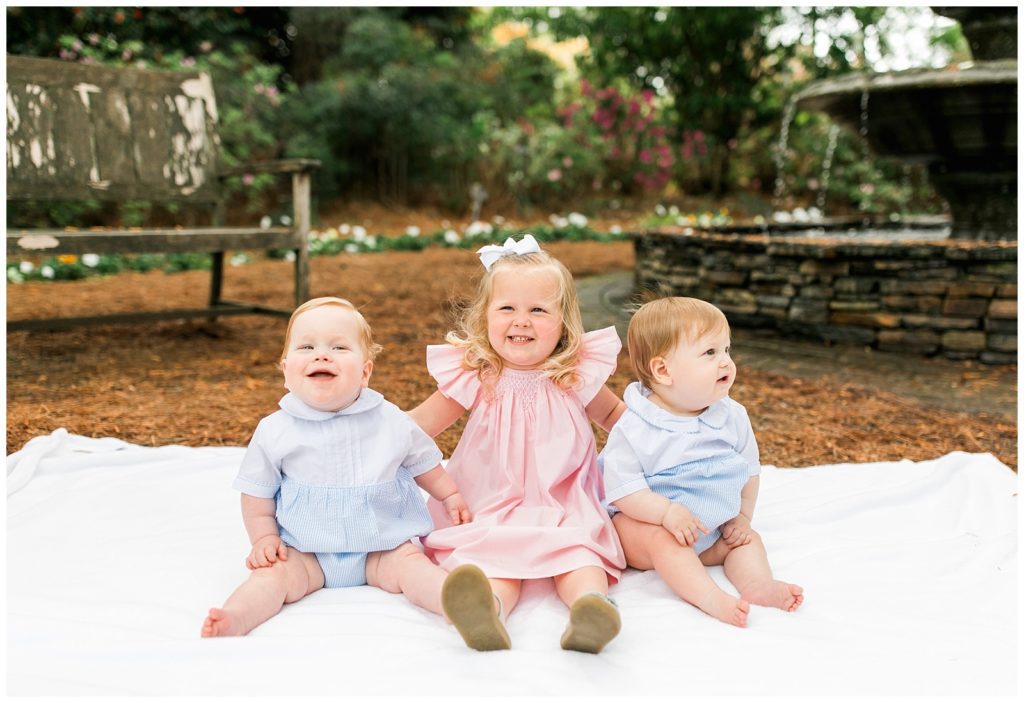 twins and sister wral azalea gardens photoshoot