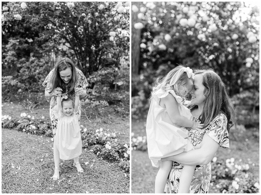 black and white mother and daughter photo shoot