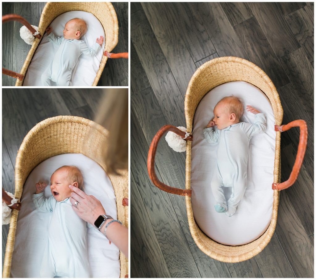 baby boy basket bassinet newborn photo shoot

