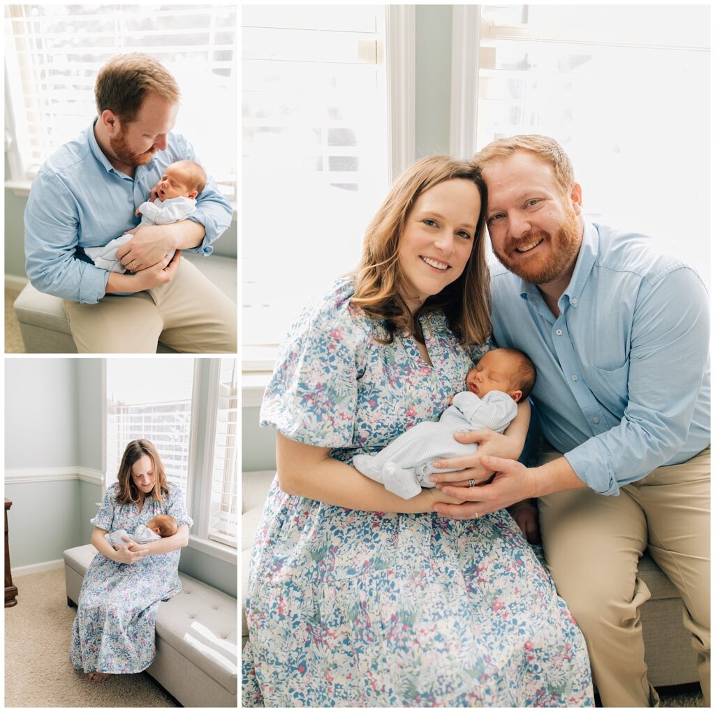 Raleigh newborn lifestyle photographer parents with baby boy