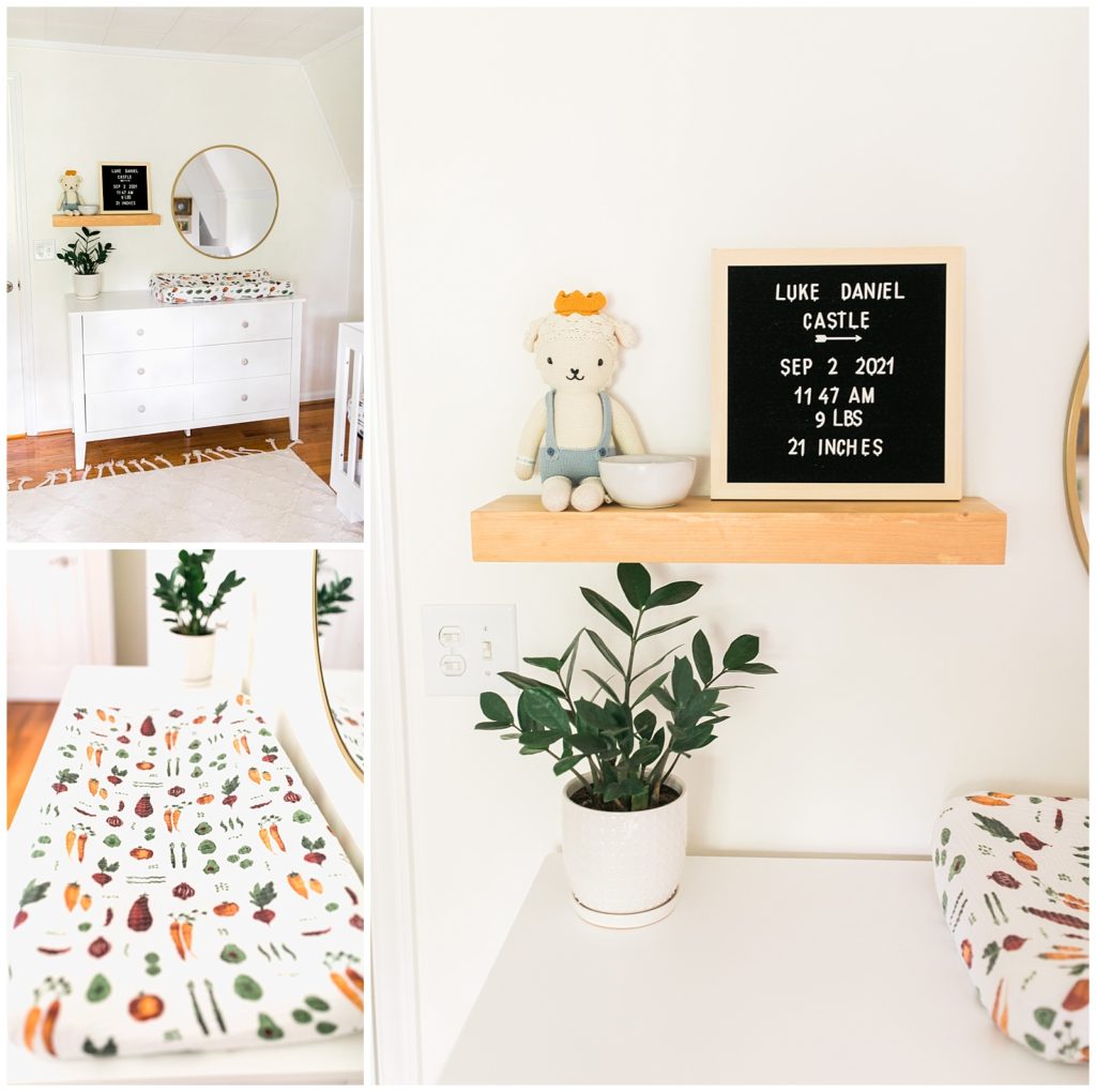 newborn lifestyle nursery photography letter board and plants