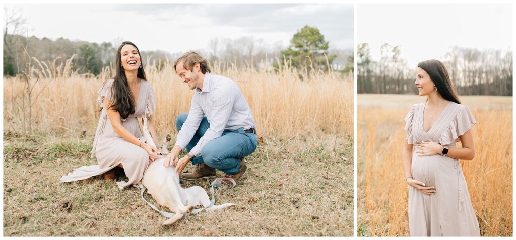 Raleigh Newborn Photographer maternity photos with dog